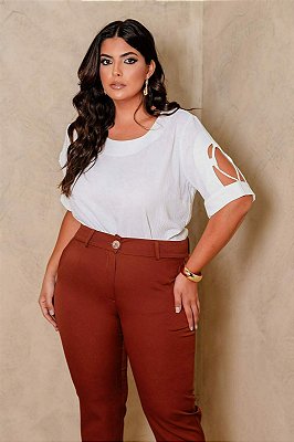 Blusa Detalhe Recorte Manga Plus Size