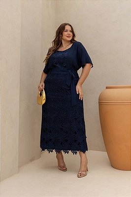 Blusa Renda Flor Recorte Plus Size