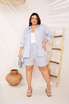 Conjunto Camisa e Short Listrado
