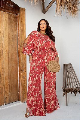 Conjunto de Blusa e Calça Estampada