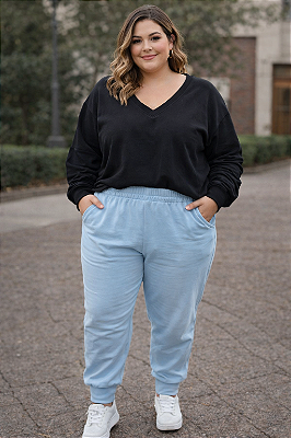 Calça Moletom Com Ribana