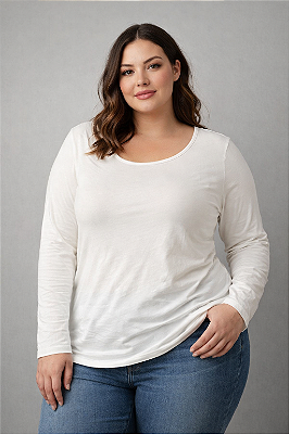 Blusa Básica de Viscose Plus Size