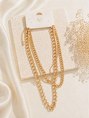 Kit Colar Metal Dourado