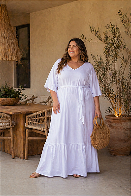 Vestido Longo Manga Flare