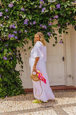 Vestido Longo Manga Flare