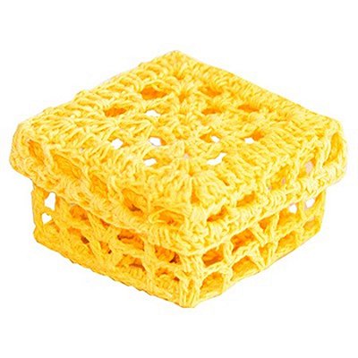 Mini Caixinha Quadrada de Crochê para Lembrancinha - Amarela