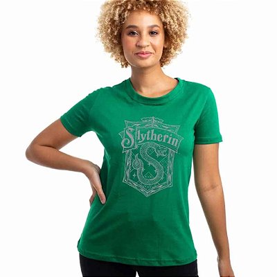 Camiseta Harry Potter Casa Sonserina Verde Baby Look