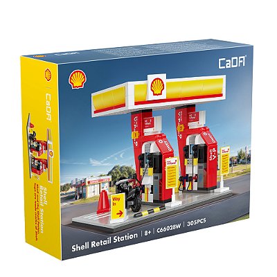 Cada - Blocos De Montar Posto De Gasolina Shell Mini (305 Peças)