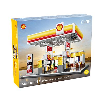 Cada - Blocos De Montar Posto De Gasolina Shell Com Iluminação LED (1309 Peças)
