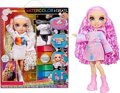 Boneca Rainbow High Watercolor E Create Theme Dolls - Purple Eye