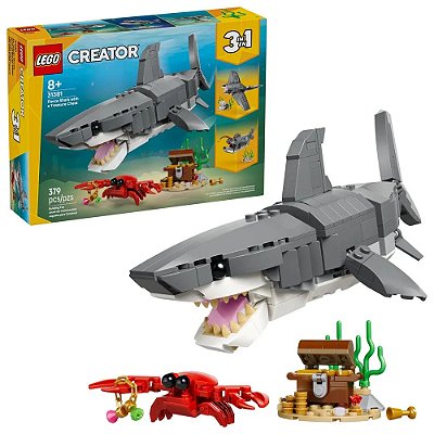 LEGO 31381 Creator 3 em 1 - Tubarão Feroz com Baú de Tesouro