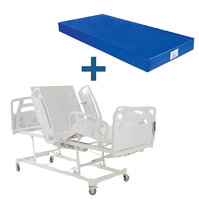 Cama Hospitalar Motorizada 3 Movimentos Luxo com Colchão