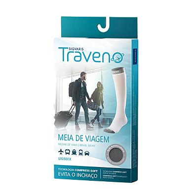 Meia de Compressão para Viagem Sigvaris Traveno Preta