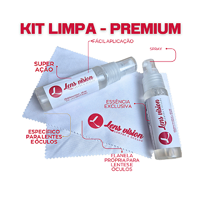 Kit Limpa Óculos e Lentes Com 2 Limpadores e 3 Flanelas - Produto PREMIUM