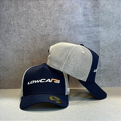 BONÉ LOWCARS AZUL ABA CURVA TELINHA AREIA