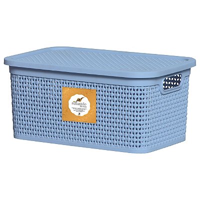 Caixa Organizadora c/ Tampa Rattan 15L - Azul