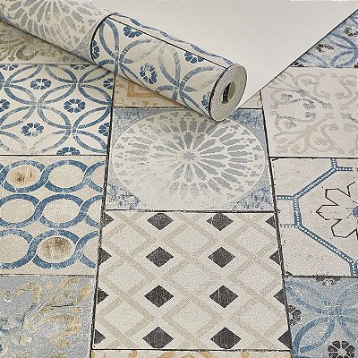 Papel De Parede Importado Vinílico Lavável Azulejo Português