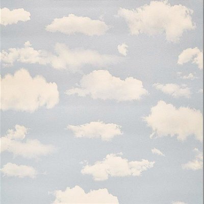 Papel De Parede Importado Vinílico Azul Nuvens Brancas