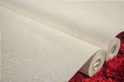 Papel De Parede Importado Tnt 053x950m Arabesco Bege Glitter Alto