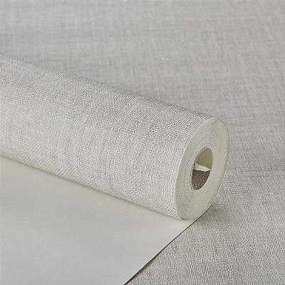 Papel De Parede Importado Vinilico Linho Off White E Cinza