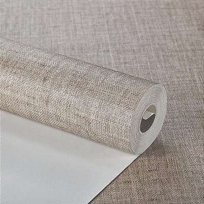 Papel De Parede Importado Vinílico Marrom Linho Luxo