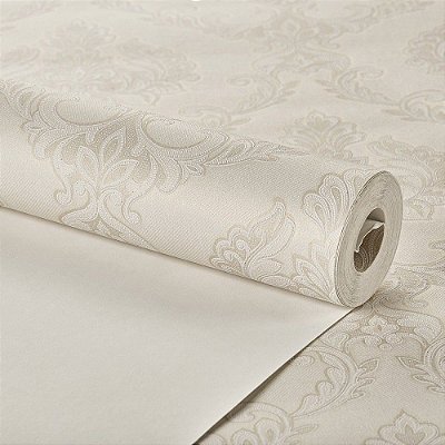 Papel De Parede Importado Tnt Off White Arabesco Glitter