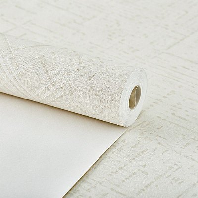 Papel De Parede Vinílico Lavável Texturizado Xadrez Off White