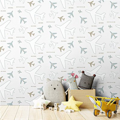 Papel De Parede Infantil Avião Aeronáutica Fly Air Force