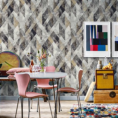 Papel De Parede Importado Lavavel Tnt Geometrico Marrom