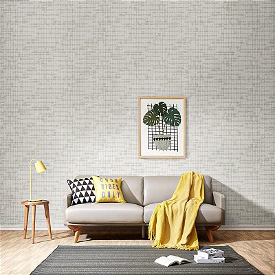 Papel De Parede Importado Tnt Lavável Texturizado Bege