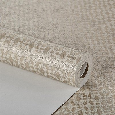 Papel De Parede Importado Texturizado Geometrico Bege
