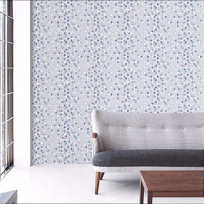Papel De Parede Geométrico Textura Mosaico Triângulos Azul