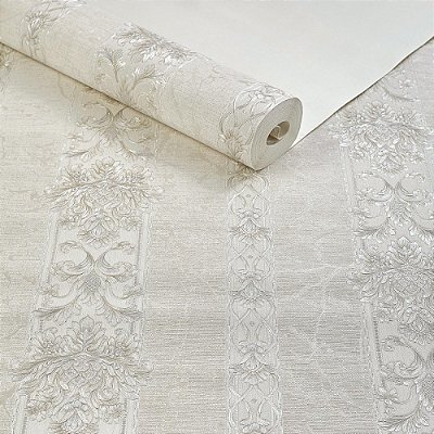 Papel De Parede Texturizado Listra Arabescos Perolado