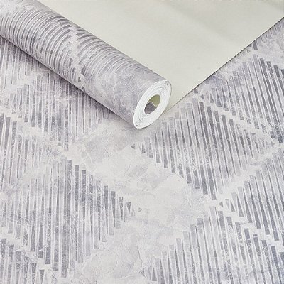 Papel De Parede Vinílico Geométrico Cinza Texturizado Lavável