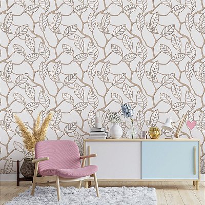 Papel De Parede Texturizado Bege Vinílico Folhas Lavável 10m