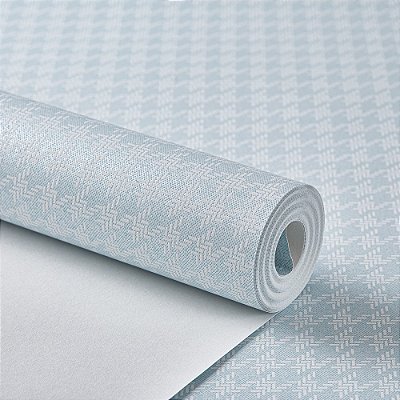 Papel De Parede Importado Infantil Vinílico Peid De Poule Azul