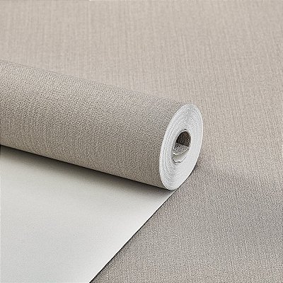 Papel De Parede Lavável Bege Vinílico Texturizado Rolo 10m