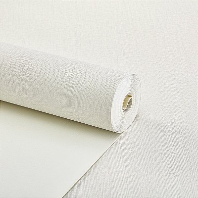 Papel De Parede Vinílico Off White Texturizado Lavável 10m