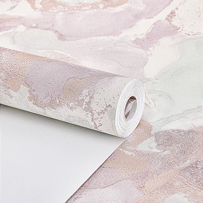 Papel De Parede Rosa Claro Vinílico Texturizado Lavável 10m