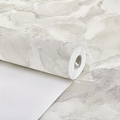 Papel De Parede Vinílico Cinza Claro Texturizado Lavável 10m