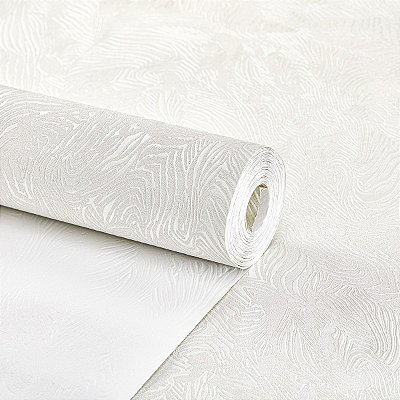 Papel De Parede Vinílico Texturizado Branco Gelo 10m Rolo