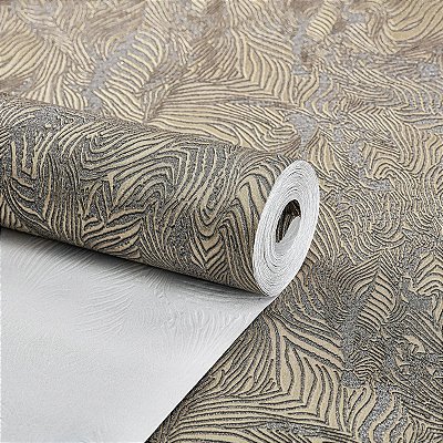 Papel De Parede Lavável Texturizado Dourado Abstrato 10m