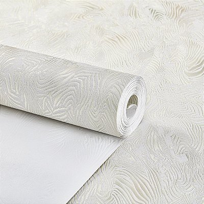 Papel De Parede Vinílico Texturizado Off White Lavável 10m