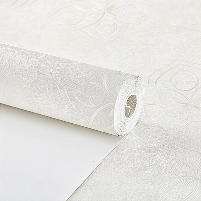 Papel De Parede Vinílico Texturizado Off White Lavável 10m