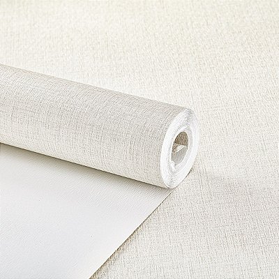 Papel De Parede Vinílico Texturizado Off White Lavável 10m