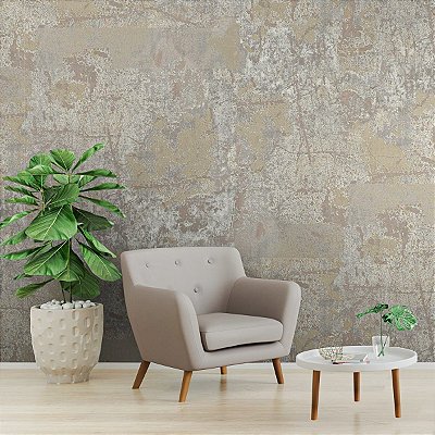 Papel De Parede Vinílico Texturizado Cinza Bege Lavável 10m