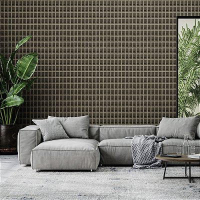 Papel De Parede Vinílico Texturizado Marrom Taupe 3d Lavável