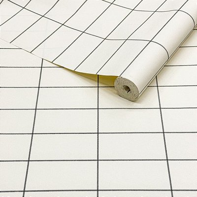 Papel De Parede Vinílico Texturizado Xadrez Branco Off 10m