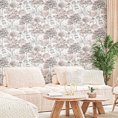 Papel De Parede Vinílico Texturizado Bege Cinza Lavável 10m