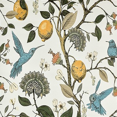 Papel De Parede Vinílico Floral E Pássaros Para Ambientes